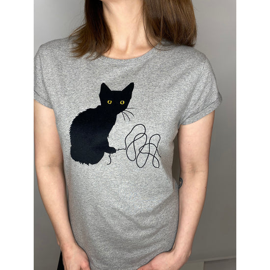 Dames t-shirt korte mouw black kitten