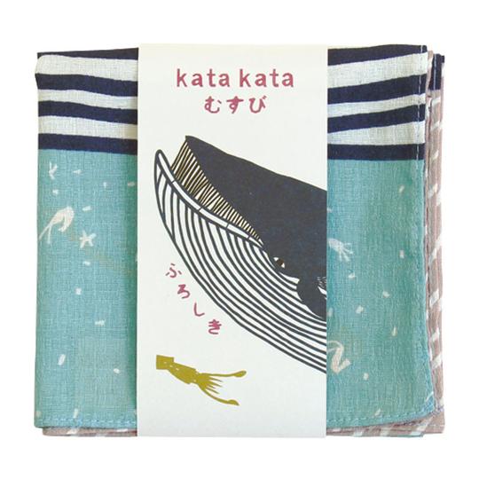 Furoshiki Japanse knoopdoek Kata Kata whale blue 50cm